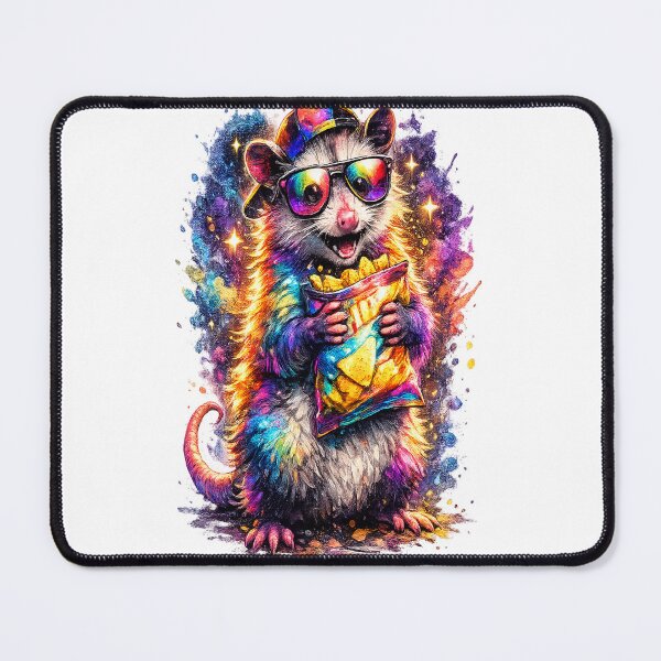 Item preview, Powered By Panic & Snacks – Funny Rainbow Opossum Colorful Animal T-Shirt designed and sold by RBToper.