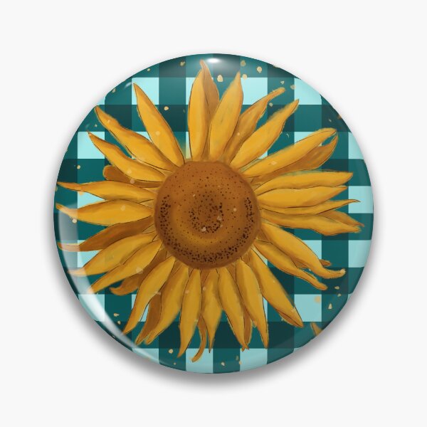 Item preview, Sunflower on gingham, autumn - teal designed and sold by OhNoNotAgain42.