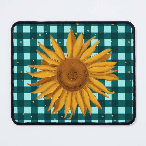 Item preview, Sunflower on gingham, autumn - teal designed and sold by OhNoNotAgain42.
