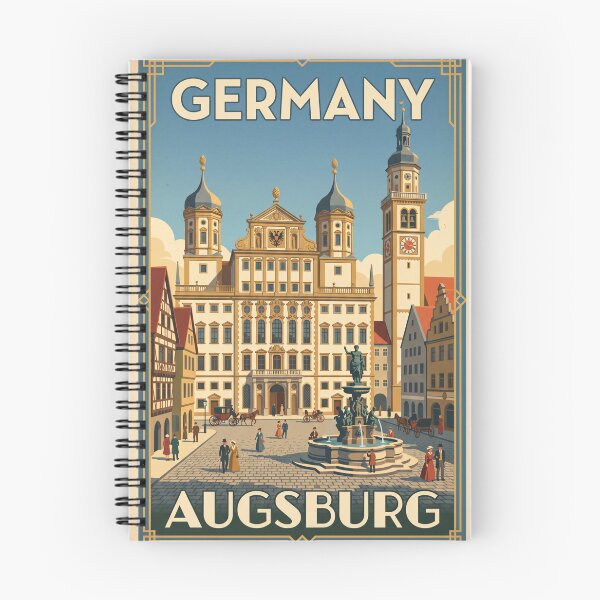 Item preview, Augsburg Germany Vintage Travel Poster – Rathaus & Perlach Tower Art designed and sold by Bomax121.