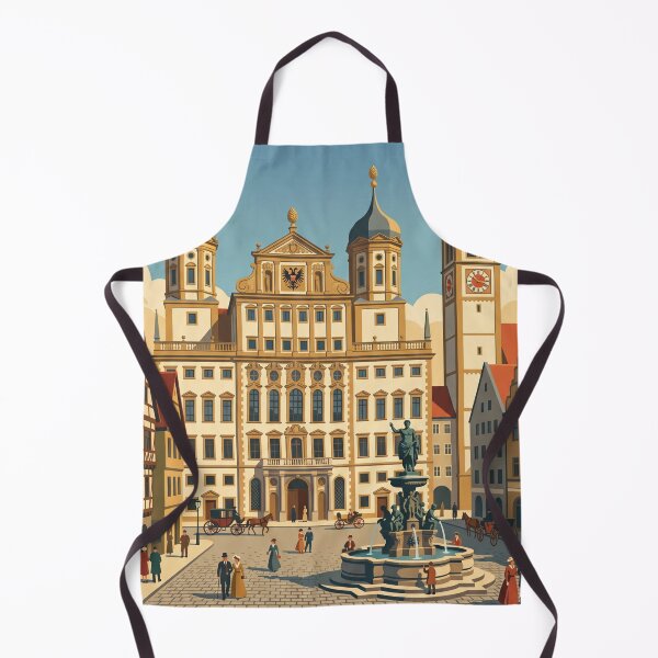 Item preview, Augsburg Germany Vintage Travel Poster – Rathaus & Perlach Tower Art designed and sold by Bomax121.