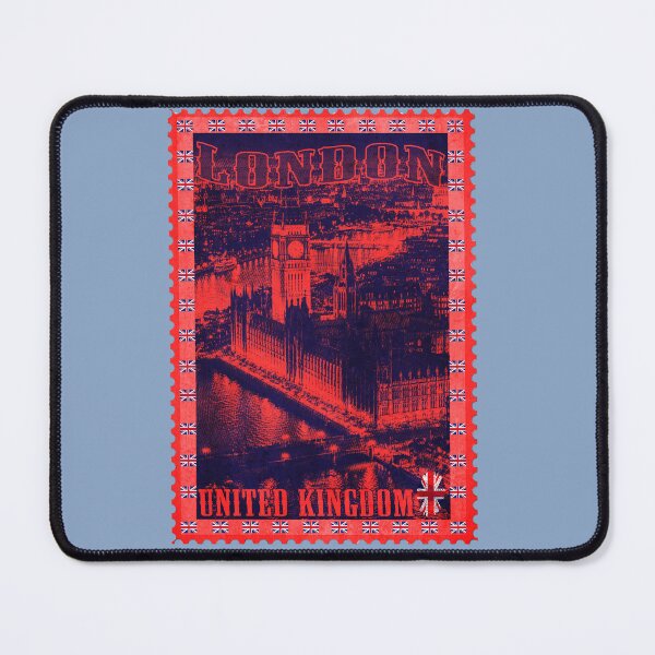 Item preview, London Vintage Postage Stamp | United Kingdom Travel Stamp Art | Westminster Parliament Thames Retro Poster designed and sold by Youngkev-arts.