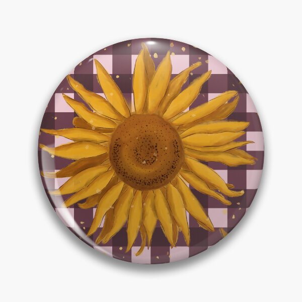 Item preview, Sunflower on gingham, autumn - aubergine, dusty plum designed and sold by OhNoNotAgain42.