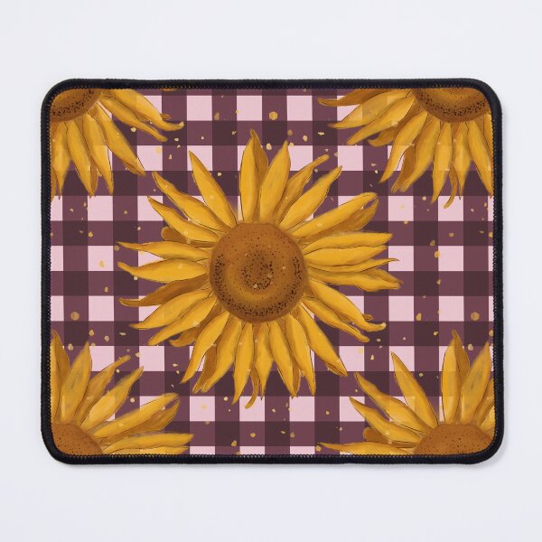 Item preview, Sunflower on gingham, autumn - aubergine, dusty plum designed and sold by OhNoNotAgain42.