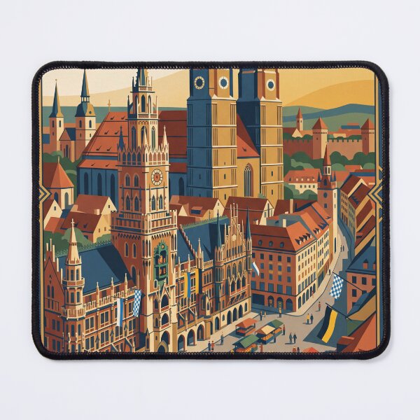 Item preview, Munich Germany Vintage Travel Poster – Marienplatz & Frauenkirche Art designed and sold by Bomax121.