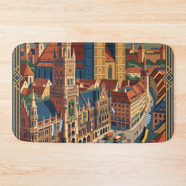 Item preview, Munich Germany Vintage Travel Poster – Marienplatz & Frauenkirche Art designed and sold by Bomax121.