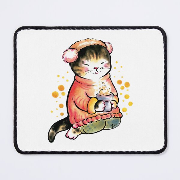 Item preview, Cozy Winter Cat with Sweet Hot Drink Art designed and sold by OpusTwo.
