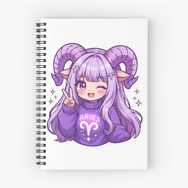Item preview, Cute Aries Zodiac Girl Sticker | Kawaii Chibi Anime Astrology Art | Purple Aries Character designed and sold by MysticPurpleHue.