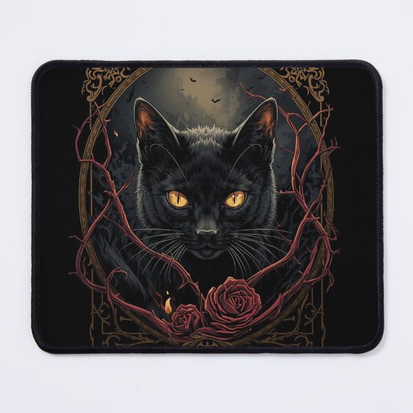 Item preview, Black Cat Epic Dark Halloween Shirt | Gothic Roses Illustration designed and sold by SunnyDesign82.