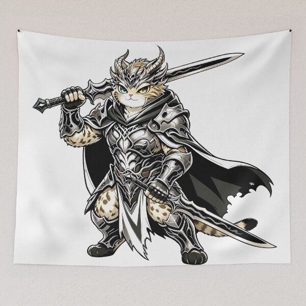 Item preview, Shadow Paladin Felis Nigripes - Epic Fantasy Warrior Cat designed and sold by ABYSSLAB.