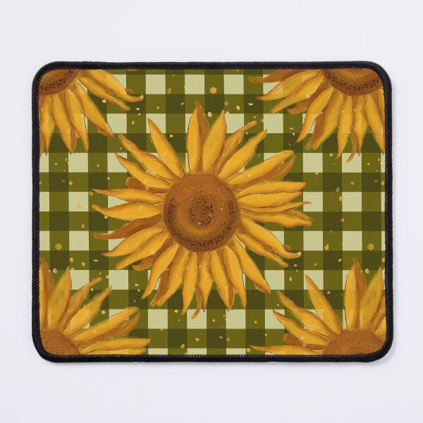 Item preview, Sunflower on gingham, autumn - olive green designed and sold by OhNoNotAgain42.