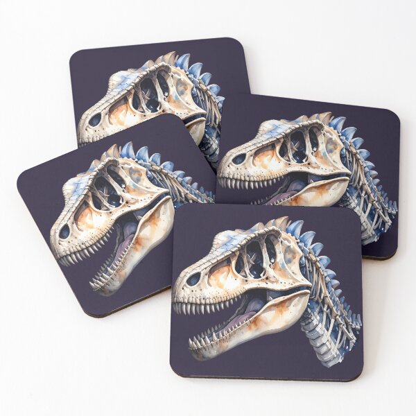 Item preview, T-rex skull skeleton in watercolor style, dinosaur designed and sold by LiskoDesign.