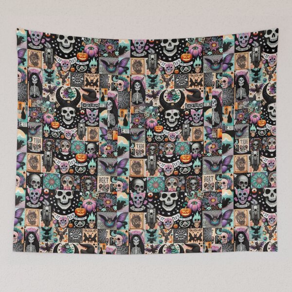 Item preview, Mystic Skulls and Bats in Witchy Night Collage designed and sold by BriSher.