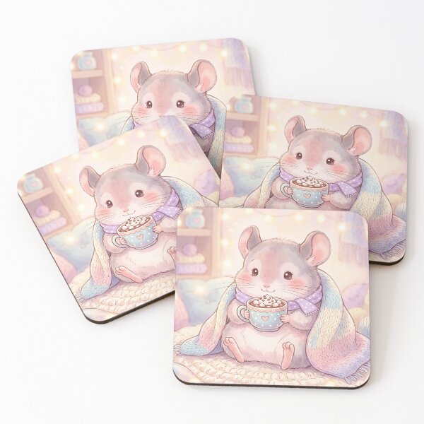 Item preview, Cute Chinchilla With Hot Cocoa | Whimsical Kawaii Illustration designed and sold by Moonlily Tavern.