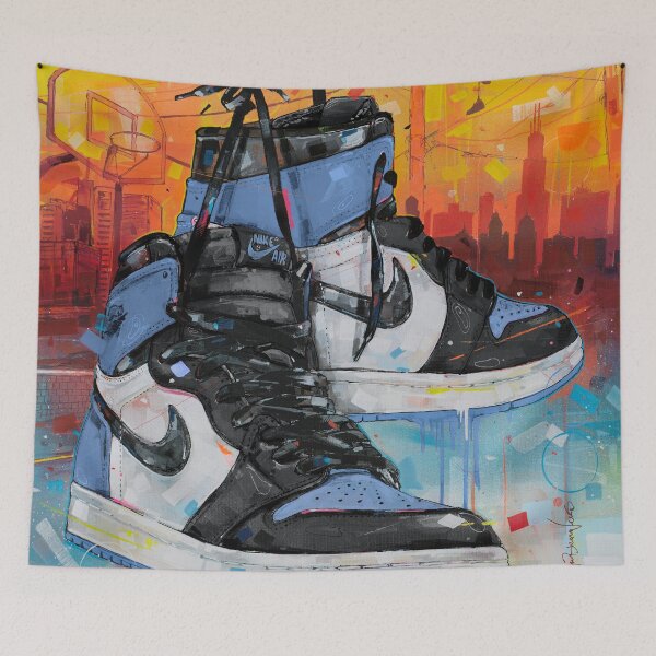 Item preview, Jordan1 UNC toe powerlines art designed and sold by GalleryKauffeld.