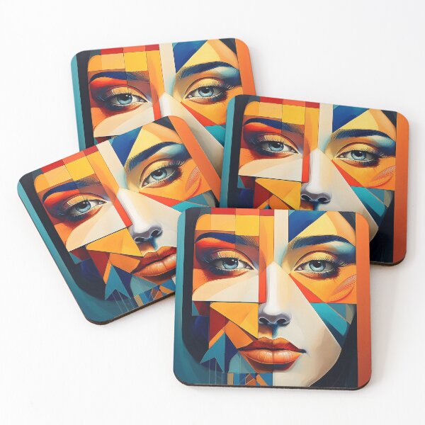 Item preview, Vibrant Geometric Cubist Woman - Abstract Pop Art Portrait designed and sold by Outlet Raloel.