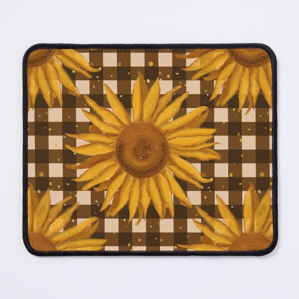Item preview, Sunflower on gingham, autumn - warm chocolate brown designed and sold by OhNoNotAgain42.