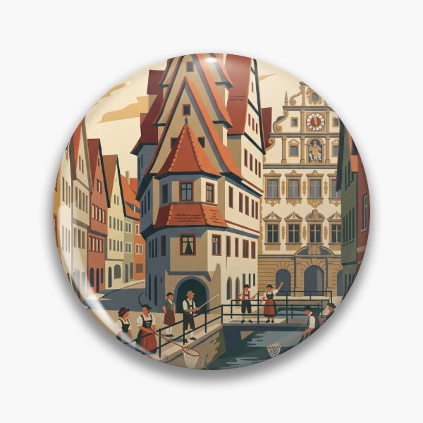Item preview, Memmingen Germany Vintage Travel Poster – Fishermen's Day & Old Town Art designed and sold by Bomax121.