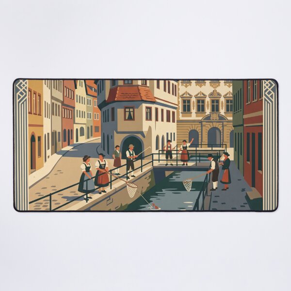 Item preview, Memmingen Germany Vintage Travel Poster – Fishermen's Day & Old Town Art designed and sold by Bomax121.