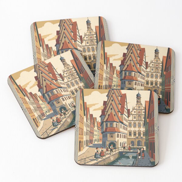 Item preview, Memmingen Germany Vintage Travel Poster – Fishermen's Day & Old Town Art designed and sold by Bomax121.