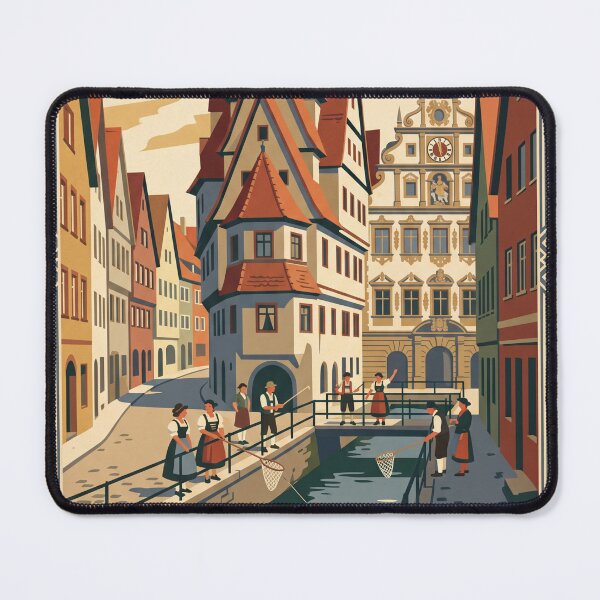 Item preview, Memmingen Germany Vintage Travel Poster – Fishermen's Day & Old Town Art designed and sold by Bomax121.
