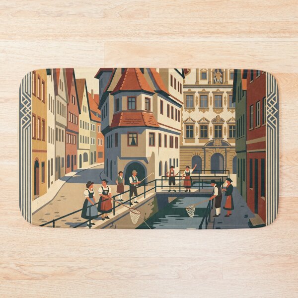 Item preview, Memmingen Germany Vintage Travel Poster – Fishermen's Day & Old Town Art designed and sold by Bomax121.