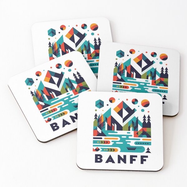 Item preview, Banff Canada Travel Poster - Abstract Rocky Mountains Landscape Art designed and sold by OzzFrequency.