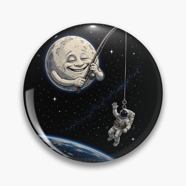 Item preview, Moon Catching an Astronaut | Funny Space Cartoon T-Shirt designed and sold by DogLord.
