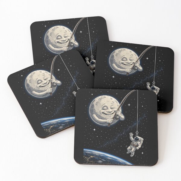 Item preview, Moon Catching an Astronaut | Funny Space Cartoon T-Shirt designed and sold by DogLord.
