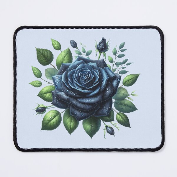 Item preview, Dark Blue Rose with Water Drops Floral Illustration designed and sold by SweetLilith.