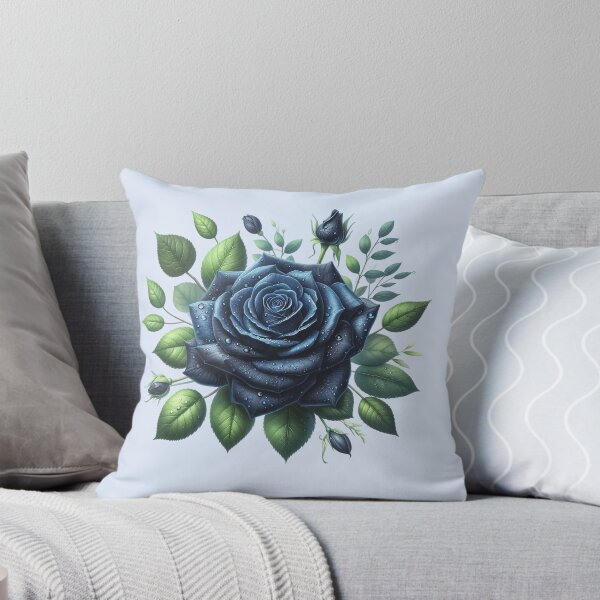 Item preview, Dark Blue Rose with Water Drops Floral Illustration designed and sold by SweetLilith.