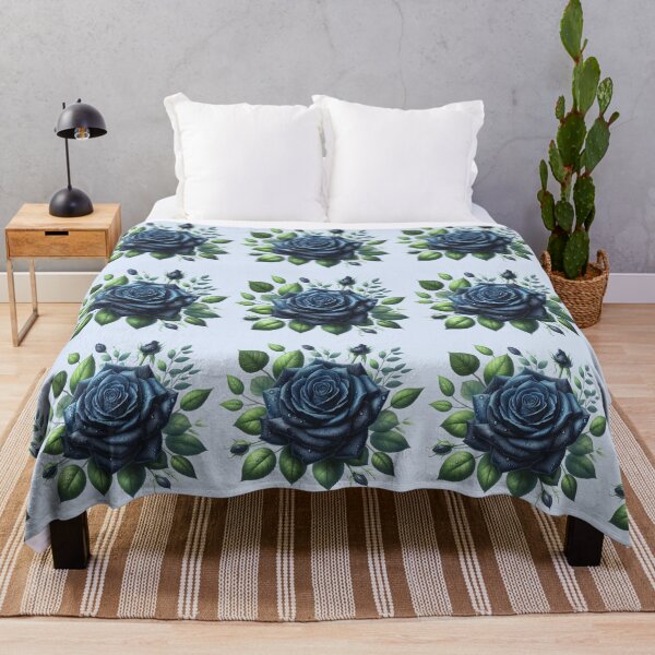 Item preview, Dark Blue Rose with Water Drops Floral Illustration designed and sold by SweetLilith.
