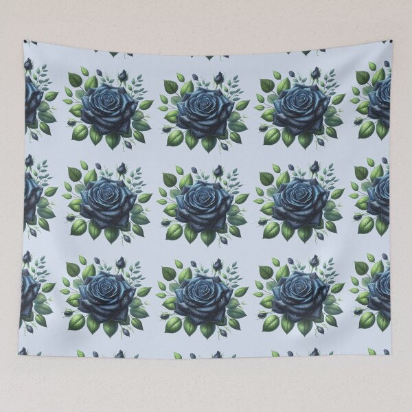 Item preview, Dark Blue Rose with Water Drops Floral Illustration designed and sold by SweetLilith.