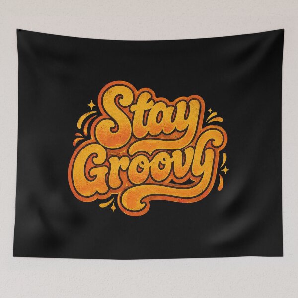 Item preview, Stay Groovy Retro Typography Shirt, 70s Vintage Aesthetic Tee, Hippie Positive Vibes Graphic, Funky Groovy Quote T-Shirt designed and sold by hyper retro.