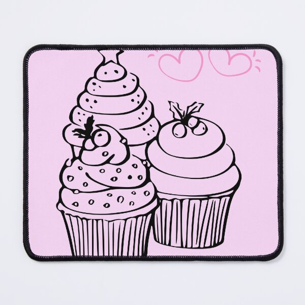 Item preview, Cute Cupcakes with Hearts Hand Drawn Line Art Illustration designed and sold by ranivibes008.