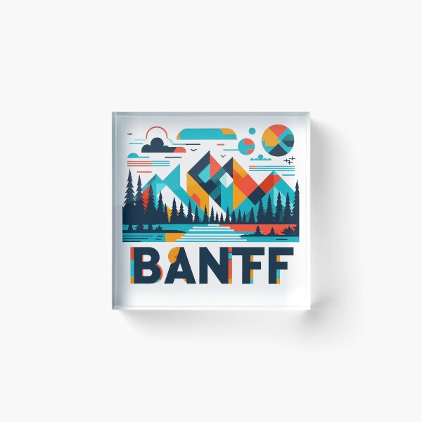 Item preview, Banff Canada Travel Poster - Abstract Rocky Mountains Landscape Art designed and sold by OzzFrequency.