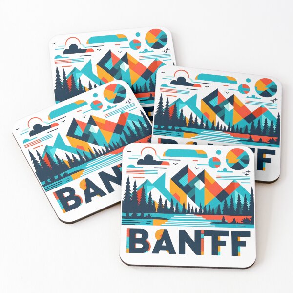 Item preview, Banff Canada Travel Poster - Abstract Rocky Mountains Landscape Art designed and sold by OzzFrequency.
