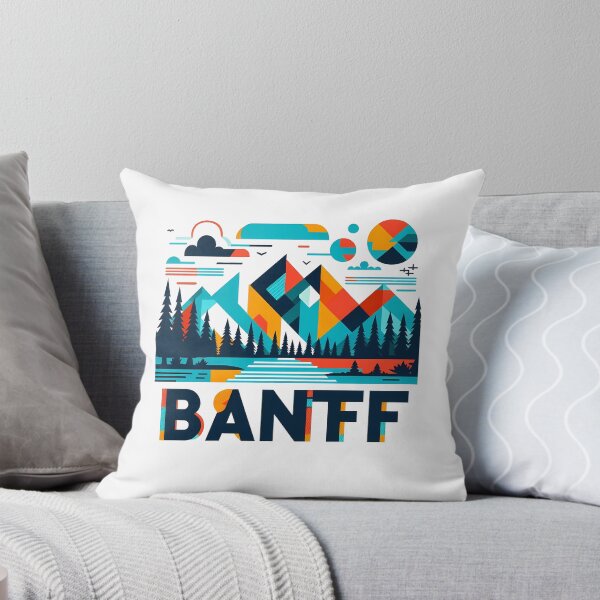 Aperçu de l'œuvre Affiche de voyage Banff Canada - Paysage abstrait des montagnes Rocheuses créée et vendue par OzzFrequency.
