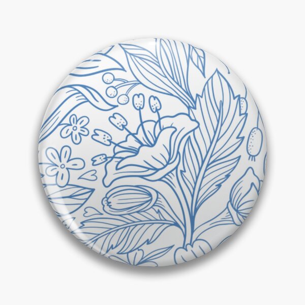Item preview, Blue Botanical Floral Line Art Pattern flower pattern designed and sold by Mypixieart.