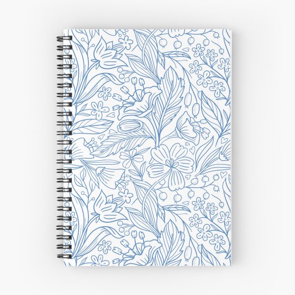 Item preview, Blue Botanical Floral Line Art Pattern flower pattern designed and sold by Mypixieart.