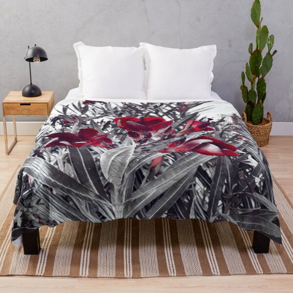 Item preview, Gothic Crimson Red Oleander Monochrome Garden designed and sold by BalkanBloom.