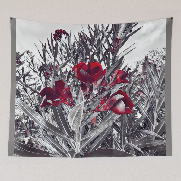 Item preview, Gothic Crimson Red Oleander Monochrome Garden designed and sold by BalkanBloom.