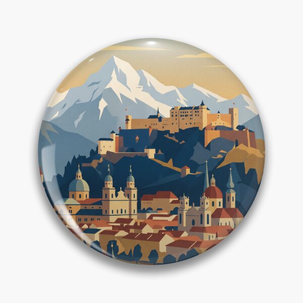 Item preview, Salzburg Austria Vintage Travel Poster – Hohensalzburg Fortress & Old Town Art designed and sold by Bomax121.