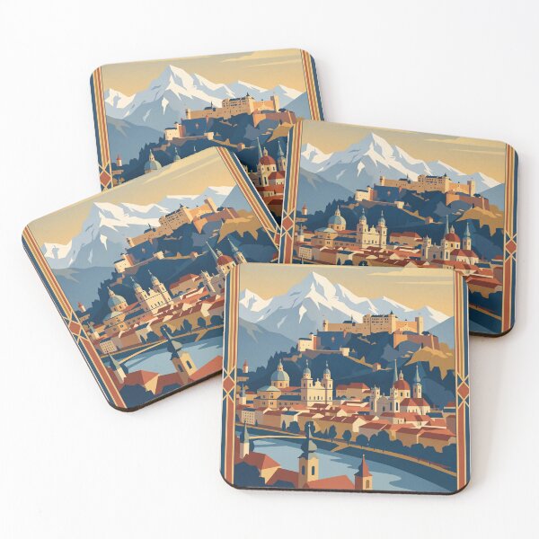Item preview, Salzburg Austria Vintage Travel Poster – Hohensalzburg Fortress & Old Town Art designed and sold by Bomax121.