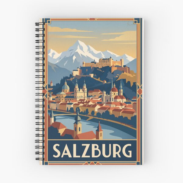 Item preview, Salzburg Austria Vintage Travel Poster – Hohensalzburg Fortress & Old Town Art designed and sold by Bomax121.