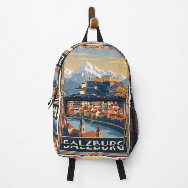 Item preview, Salzburg Austria Vintage Travel Poster – Hohensalzburg Fortress & Old Town Art designed and sold by Bomax121.