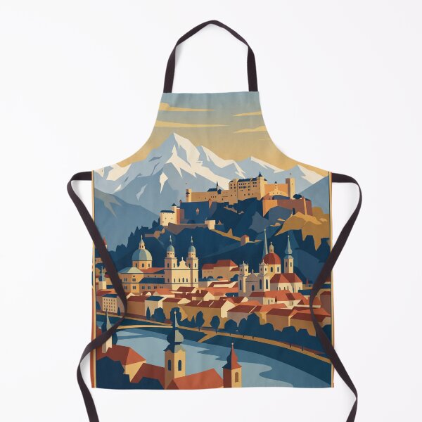 Item preview, Salzburg Austria Vintage Travel Poster – Hohensalzburg Fortress & Old Town Art designed and sold by Bomax121.