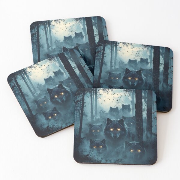 Item preview, The Watchful Eyes of the Forest A Wolf Pack Under the Moonlight Spirits of the Woods designed and sold by Matt_Smith.