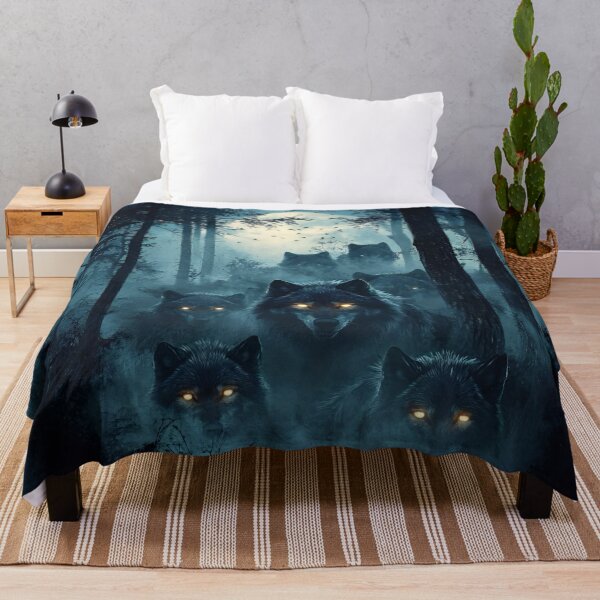 Item preview, The Watchful Eyes of the Forest A Wolf Pack Under the Moonlight Spirits of the Woods designed and sold by Matt_Smith.