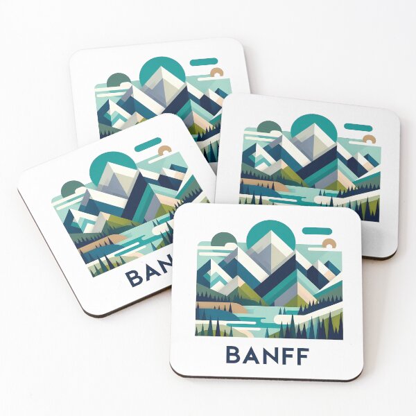 Item preview, Banff Canada Travel Poster - Abstract Rocky Mountains Landscape Art designed and sold by OzzFrequency.